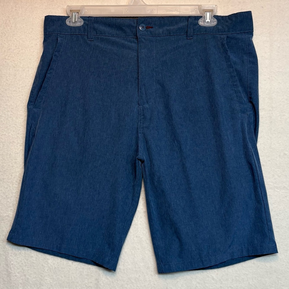 SPLIT Men's Flat Front Performance Golf Shorts Heather Cobalt Moisture Wicking